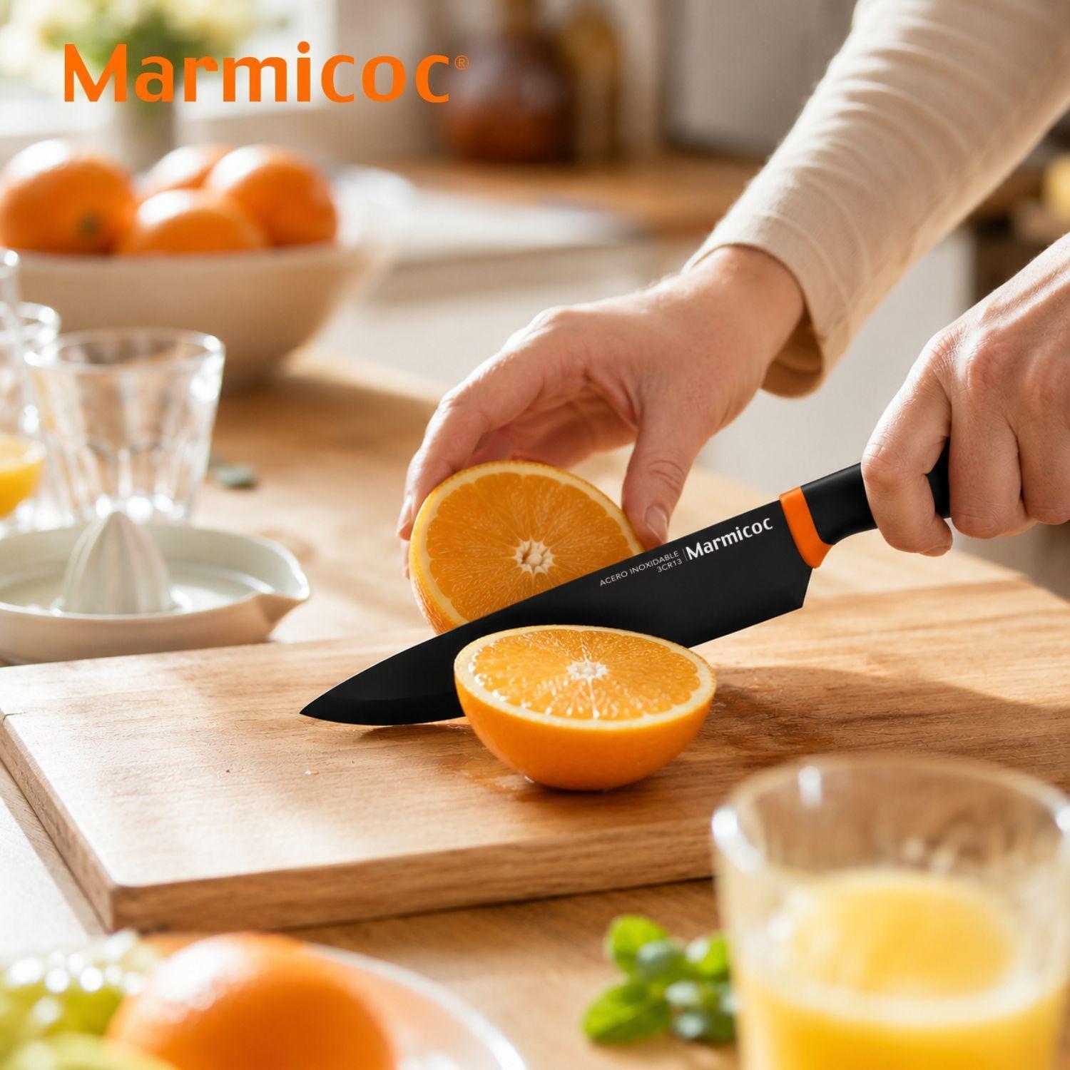 Set 3 Cuchillos Pelador +Santoku+Chef Marmicoc Black -2