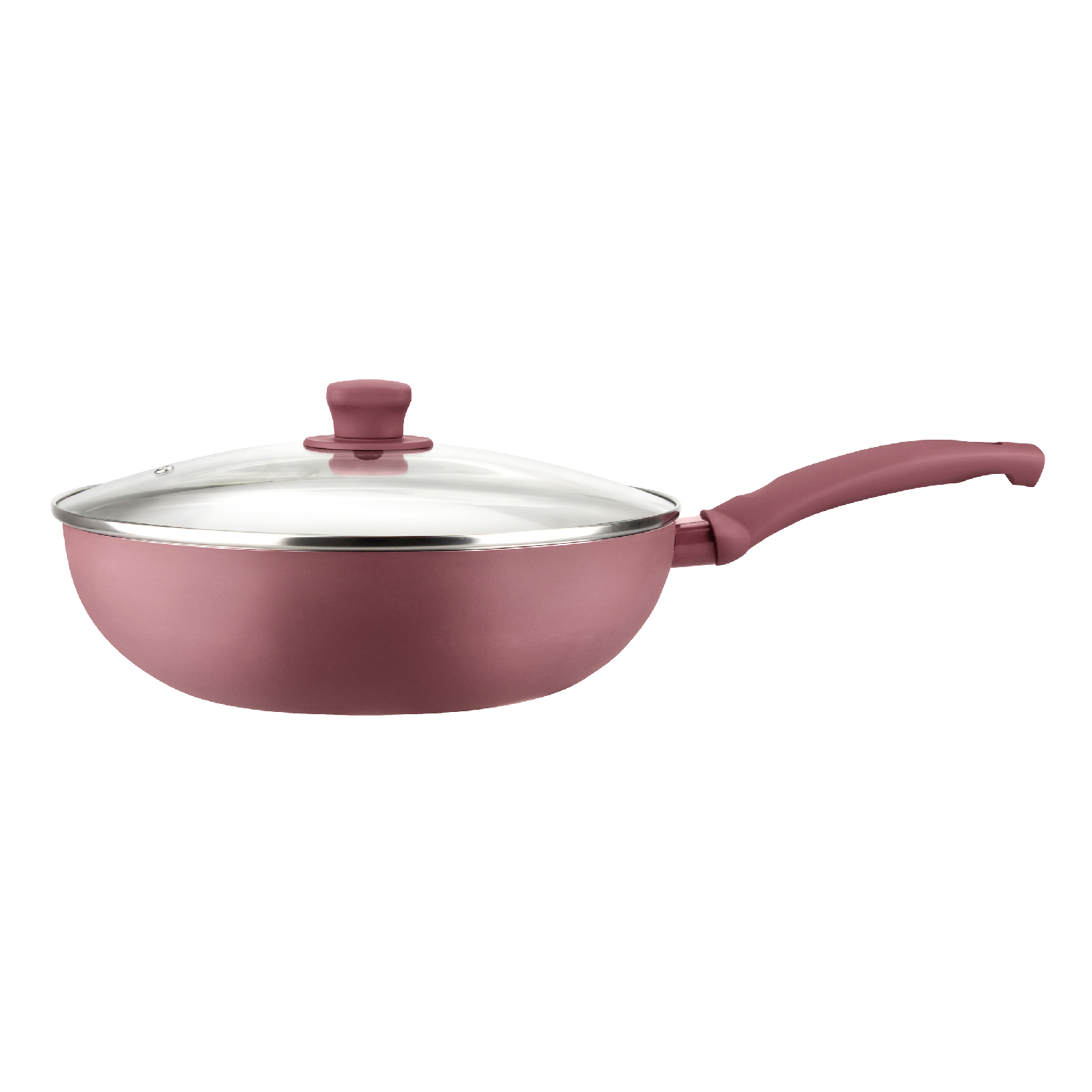 Wok Marmicoc Spring Granate 28 cm con Tapa de Vidrio-0