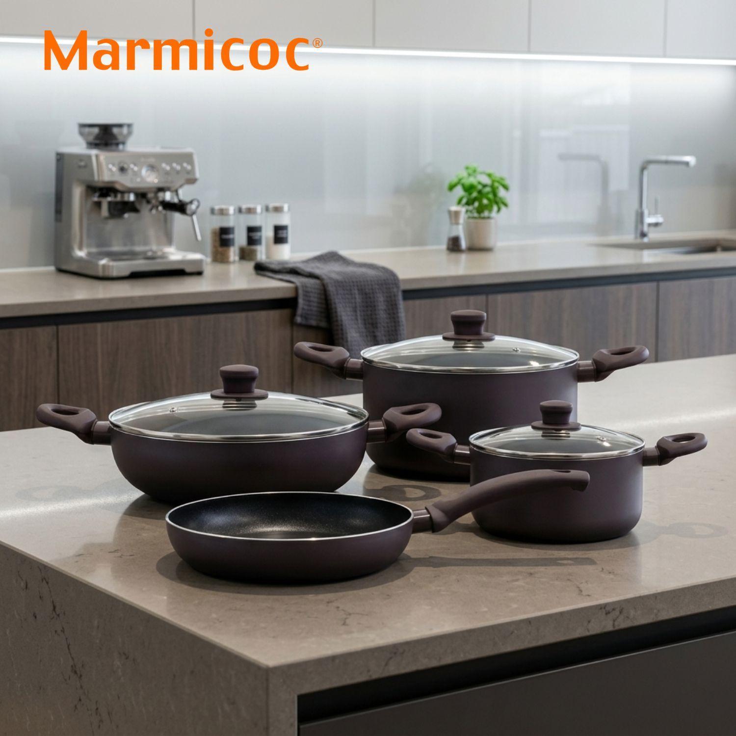 Batería de cocina Marmicoc Spring Negra 7 piezas-1