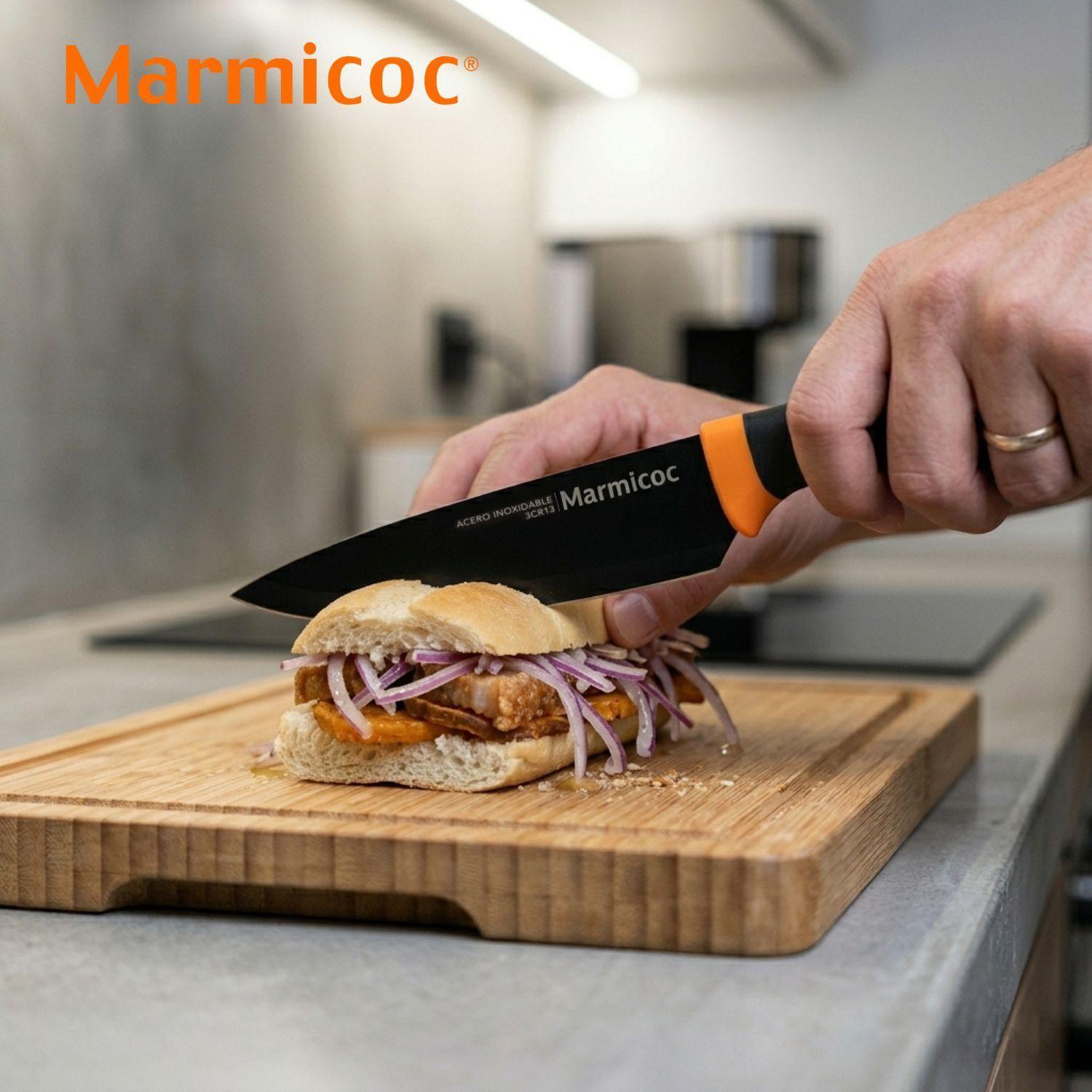 Set 3 Cuchillos Pelador + Cocina + Chef Marmicoc Black-2