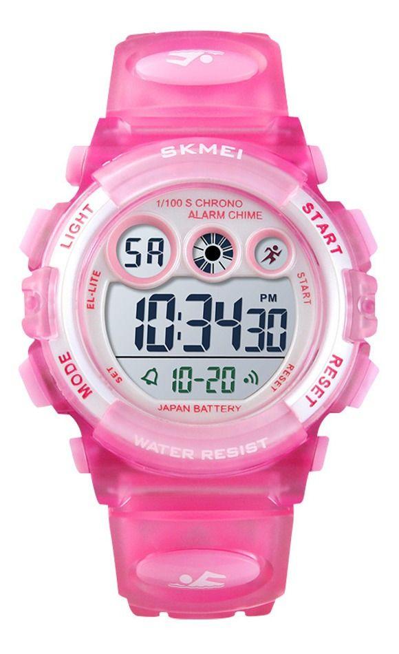 Reloj Skmei 1451 Digital Alarma Cronometro Malla Rosado-0