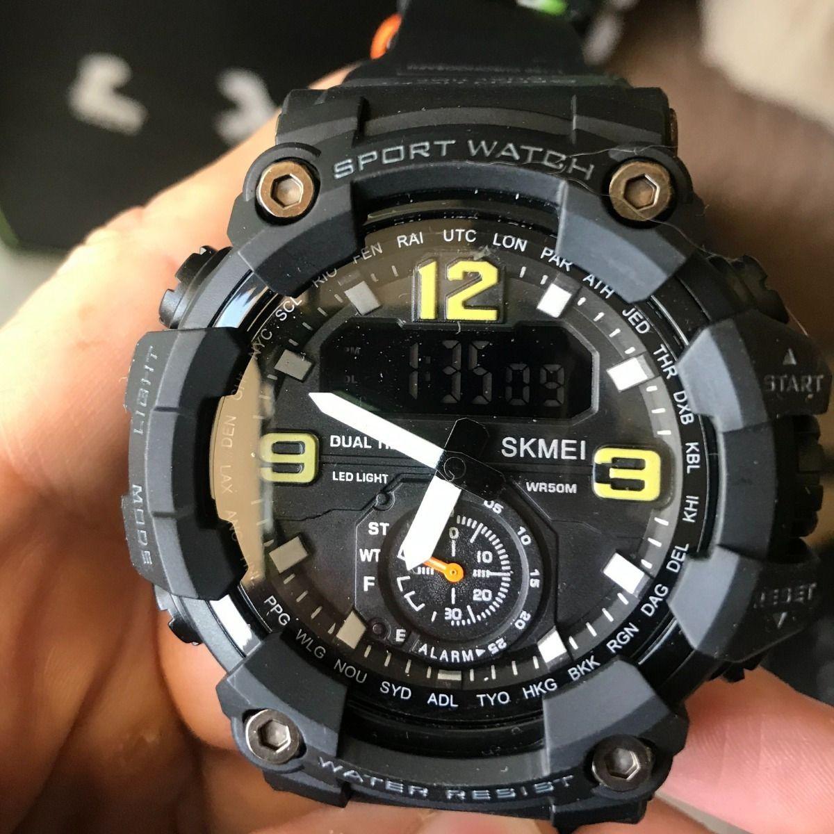 Reloj Pulsera Skmei 1637 Correa Poliuretano Negro Nuevo-4