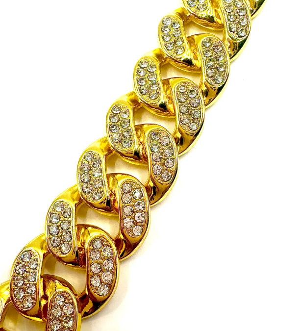 Pulsera Cubana De Lujo Gruesa Con Brillantes 20cm Hombre-4