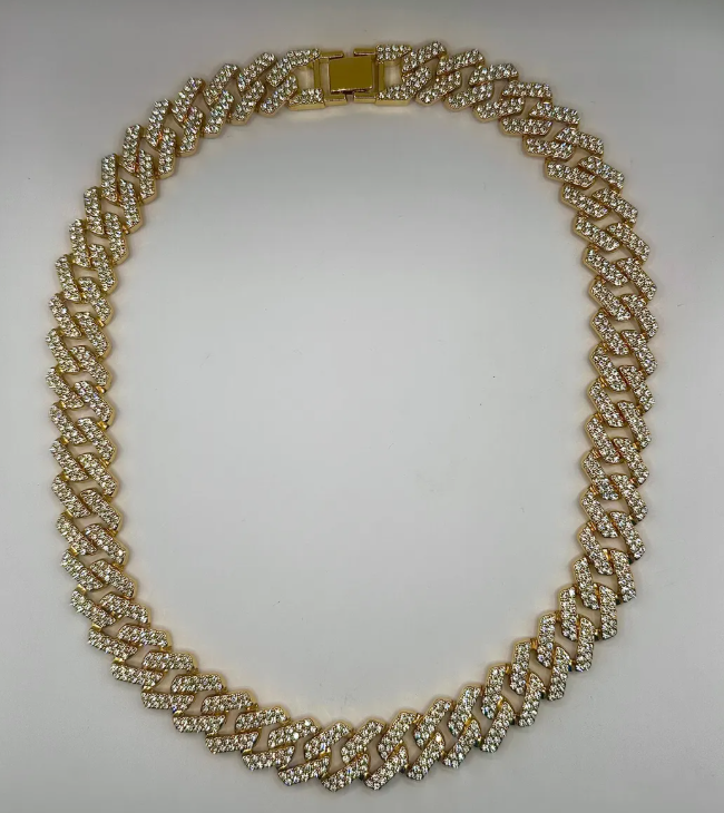 Collar Cadena Cubana Hombre De Lujo Brillantes Trap 60 Cm-3