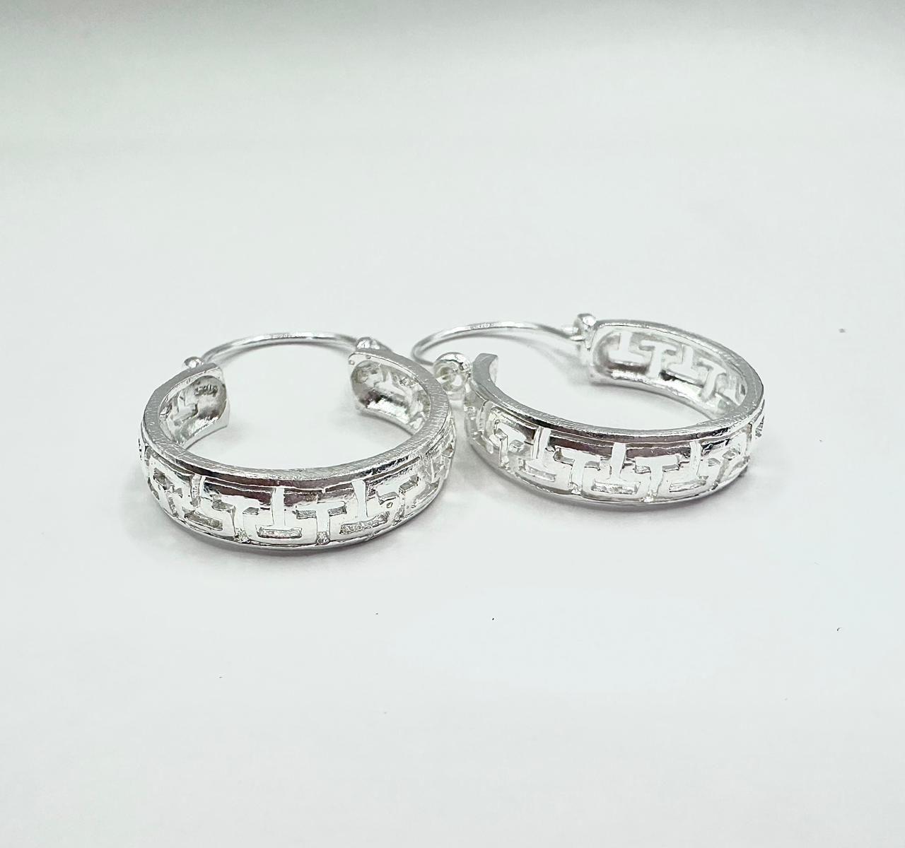 Aros Argolla Bote 22mm Plata Fina 925 Tejido T Mujer Regalo-2