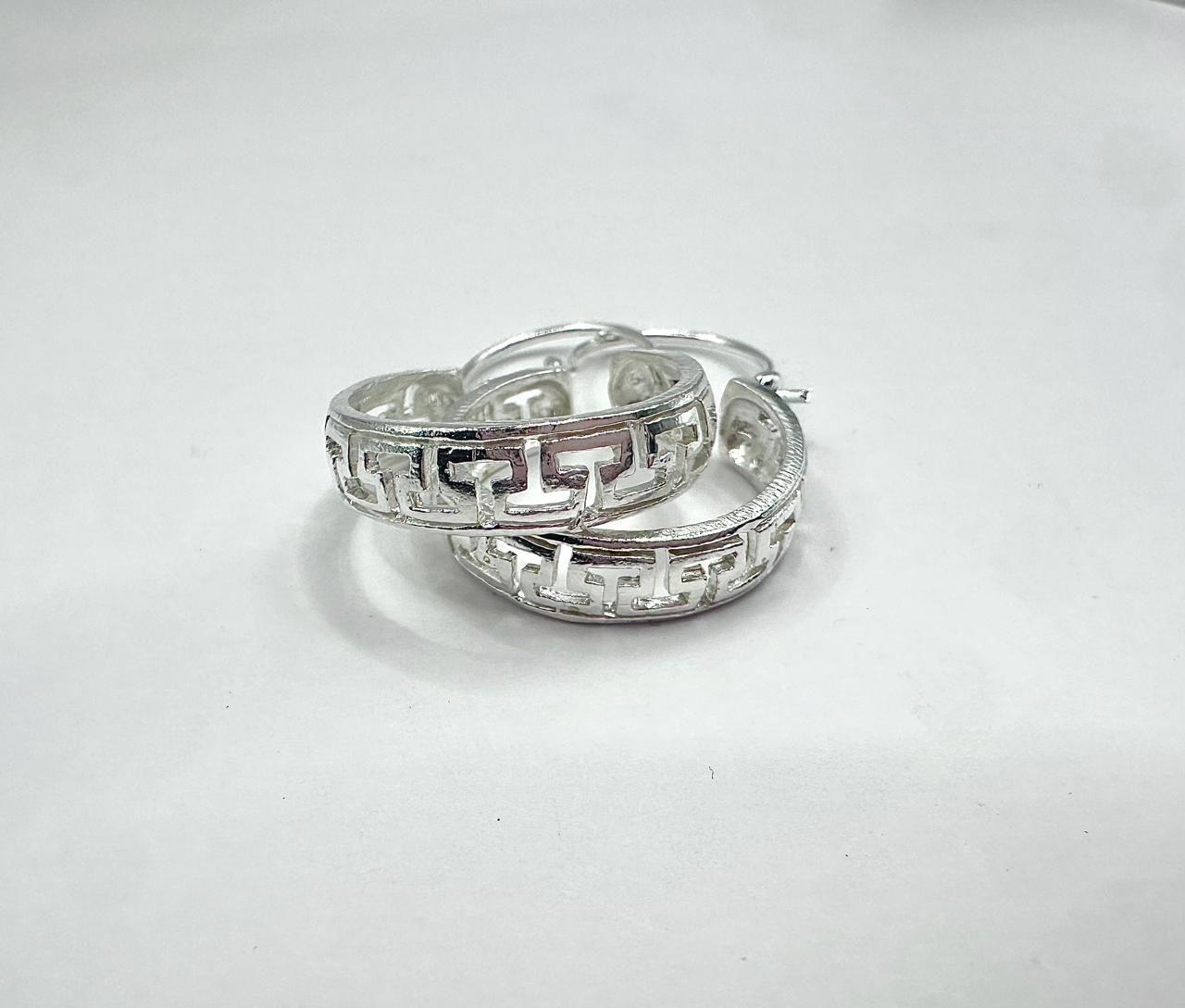 Aros Argolla Bote 22mm Plata Fina 925 Tejido T Mujer Regalo-4
