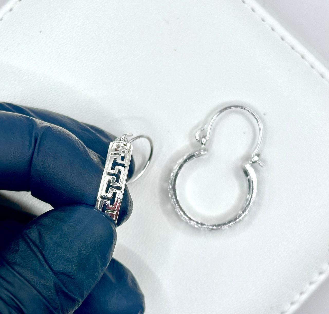 Aros Argolla Bote 22mm Plata Fina 925 Tejido T Mujer Regalo-5