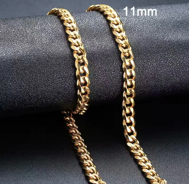 Collar Cadena Grumet Estilo Cubano Hombre Grueso 60cmx11mm acero inoxidable-4