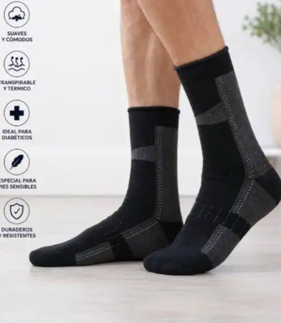 3 Pares Calcetines Diabeticos Hombre Afelpados Invierno-2