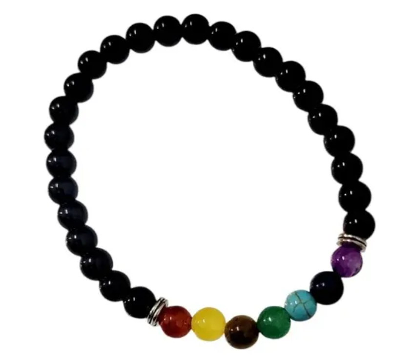 Pulsera Elastica 7 Chakras Cuarzo Piedras Energía Protección-0