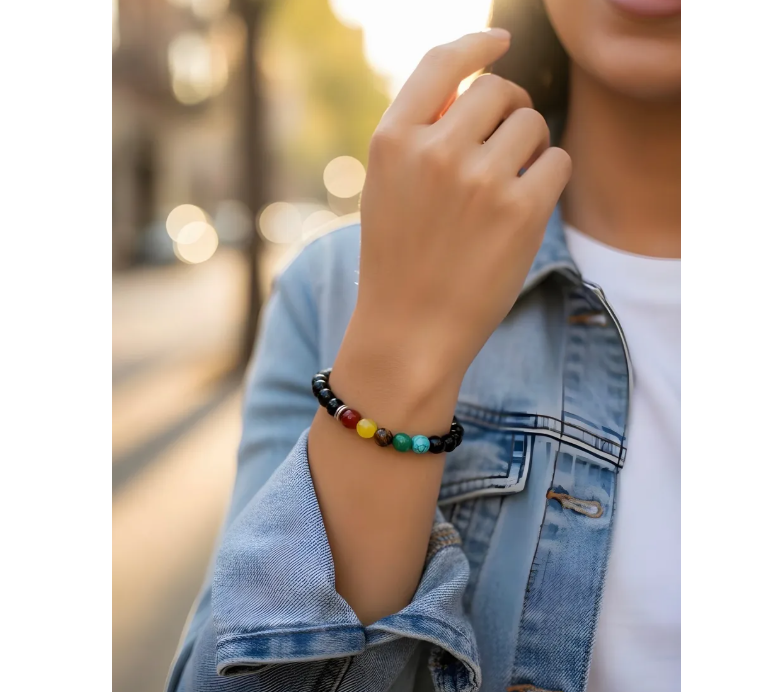 Pulsera Elastica 7 Chakras Cuarzo Piedras Energía Protección-3