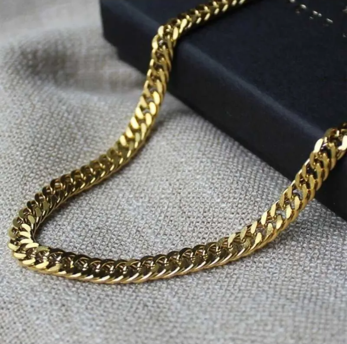 Collar Cadena Cubana Hombre Acero Inoxidable Gold Grumet-3