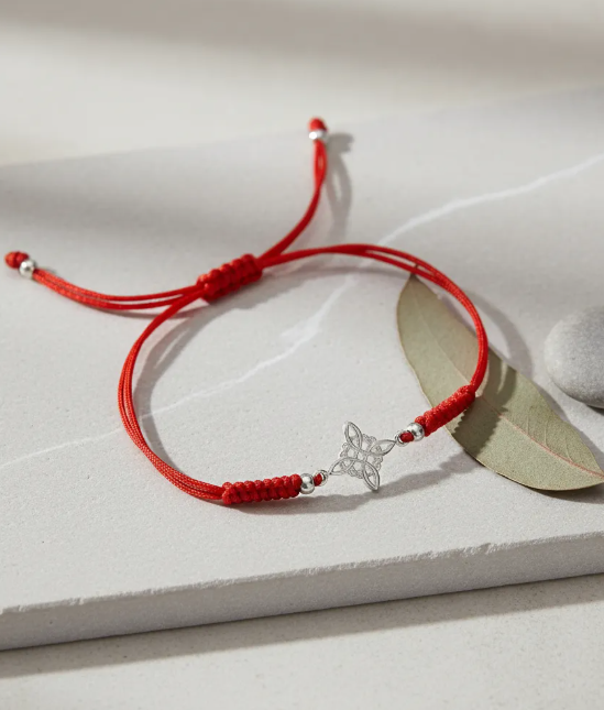 Pulsera Hilo Rojo Nudo De Brujas Plata Fina Protección Mujer-3