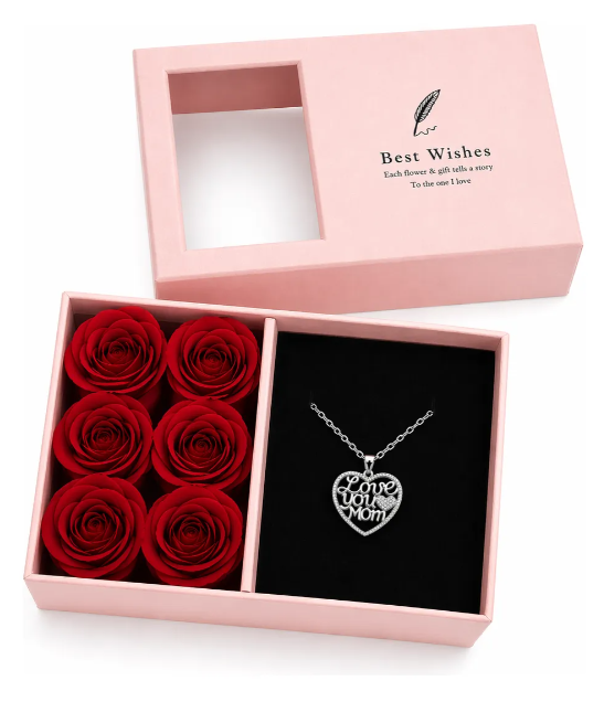 Collar Plata 925 Coraz n Mama Caja Rosas Regalo Dia Madre-2