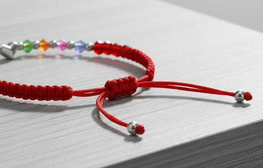Pulsera Hilo Rojo Corazón Esferas Plata Fina 925 Cristales Mujer-5