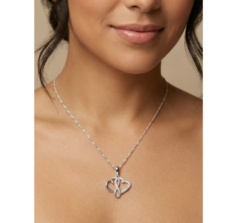 Collar Plata 925 Corazones Unidos Infinito Regalo San Valentin-5