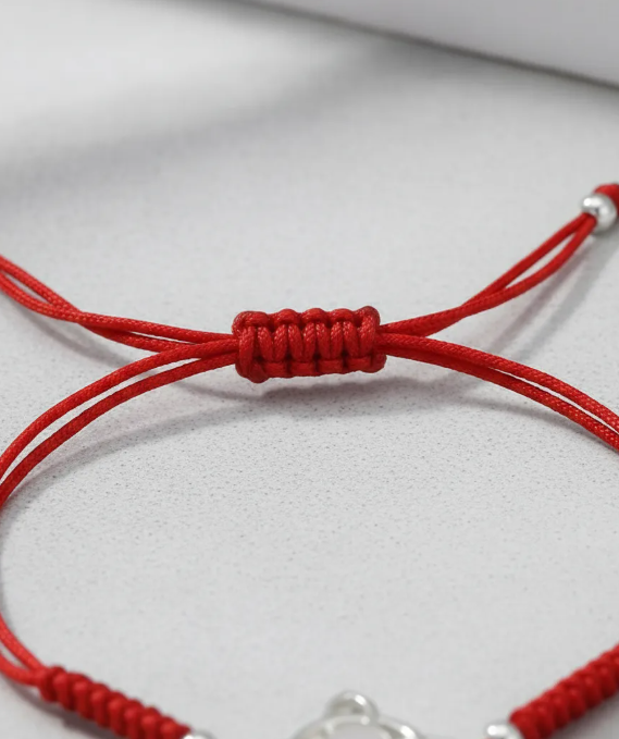 Pulsera Hilo Rojo Nudo De Brujas Plata Cuarzo Rosa amor y proteccion-4