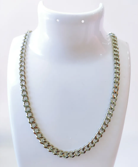 Collar Cadena Cubana Hombre Acero Inoxidable Grumet Moda masculina-4