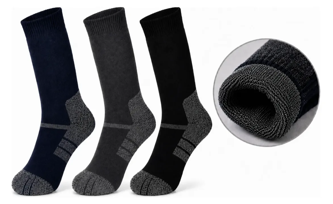 3 Pares Calcetines Hombre Invierno Interior Afelpado Gruesos-0