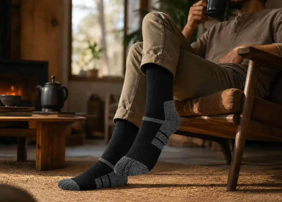 3 Pares Calcetines Hombre Invierno Interior Afelpado Gruesos-4