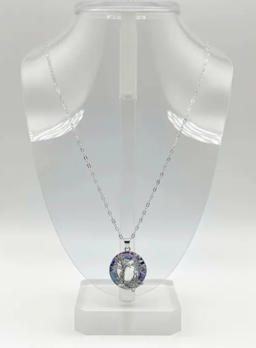 Collar Plata 925 Árbol De Vida Nudo De Brujas hecho con Cristal Swarovski-5