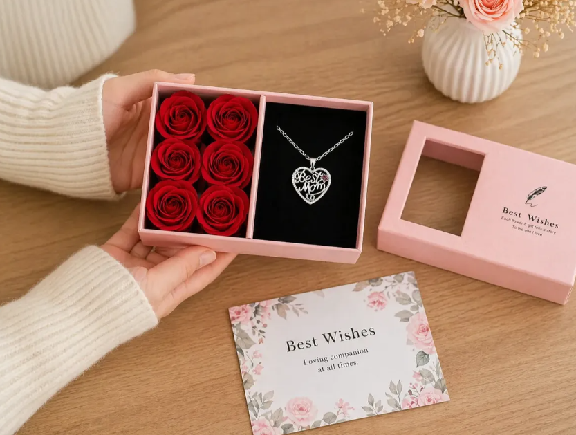 Collar Plata 925 Coraz n Mama Caja Rosas Regalo D a Madre best mom-2