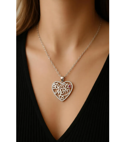 Collar Plata 925 Coraz n Mama Caja Rosas Regalo D a Madre best mom-5