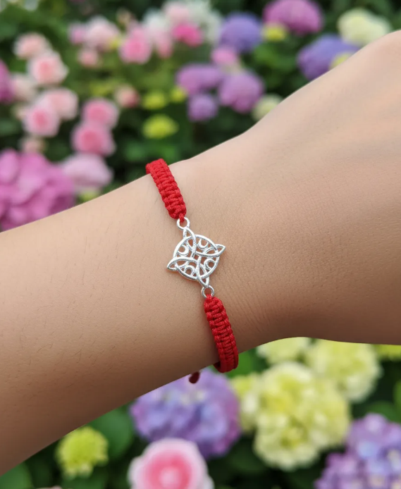 Pulsera Hilo Rojo Nudo De Brujas Y Luna Plata 925 Protección-2