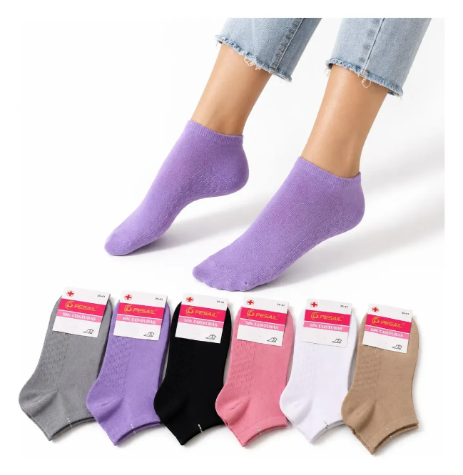 12 Pares Calcetines Tobillera Algodon Sin Costuras Mujer-0