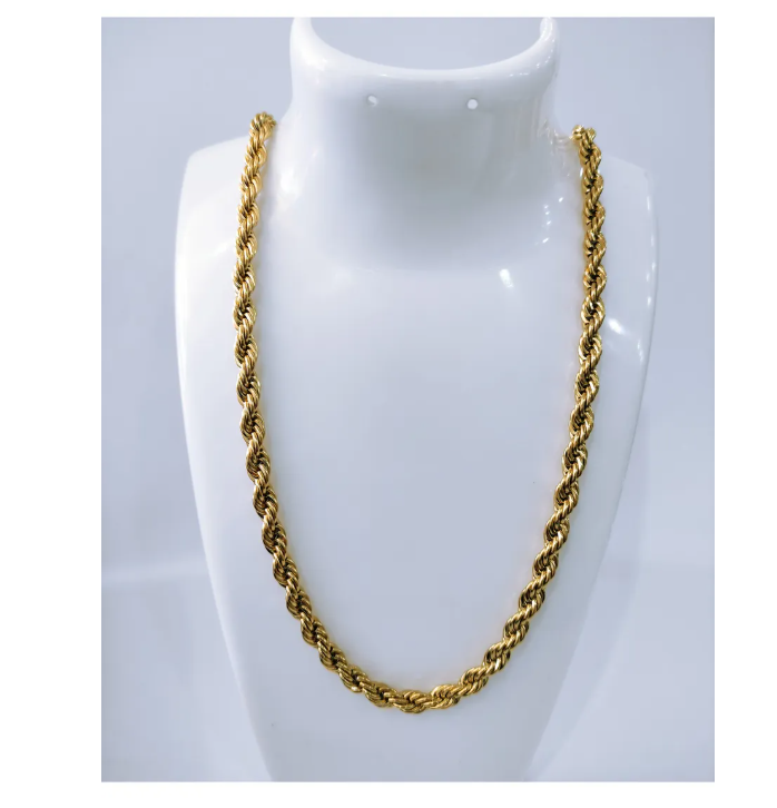 Cadena Collar Hombre Turbillon Acero Quirúrgico Gold 60cm-2