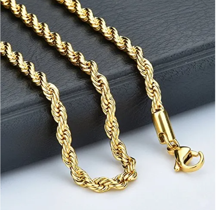 Cadena Collar Hombre Turbillon Acero Quirúrgico Gold 60cm-5