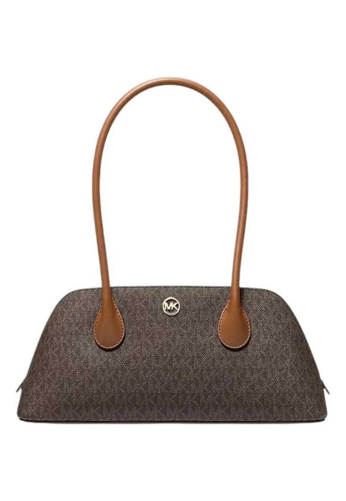 Cartera Michael Kors Modelo Petra Mujer Original Marrón Monograma Dorados-0
