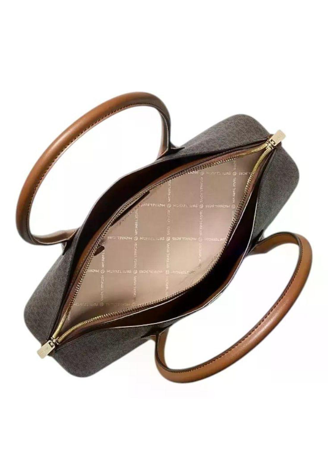 Cartera Michael Kors Modelo Petra Mujer Original Marrón Monograma Dorados-2