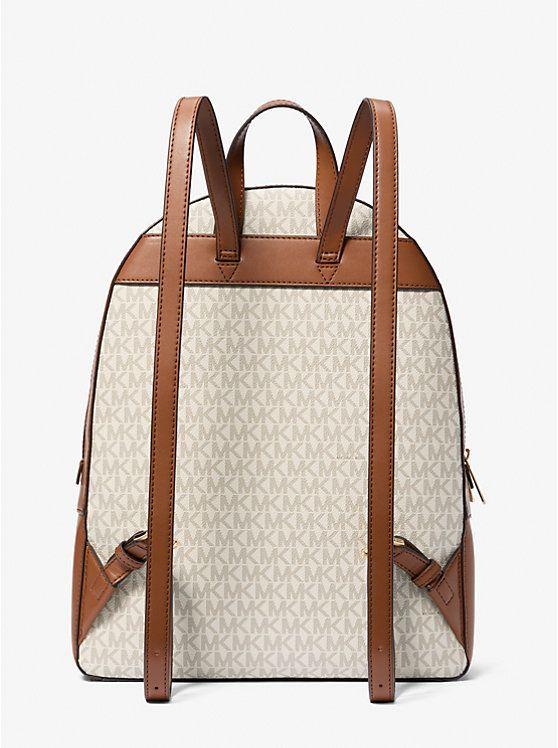 Mochila Grande Michael Kors Color Vainilla Diseño De La Tela Monograma-2