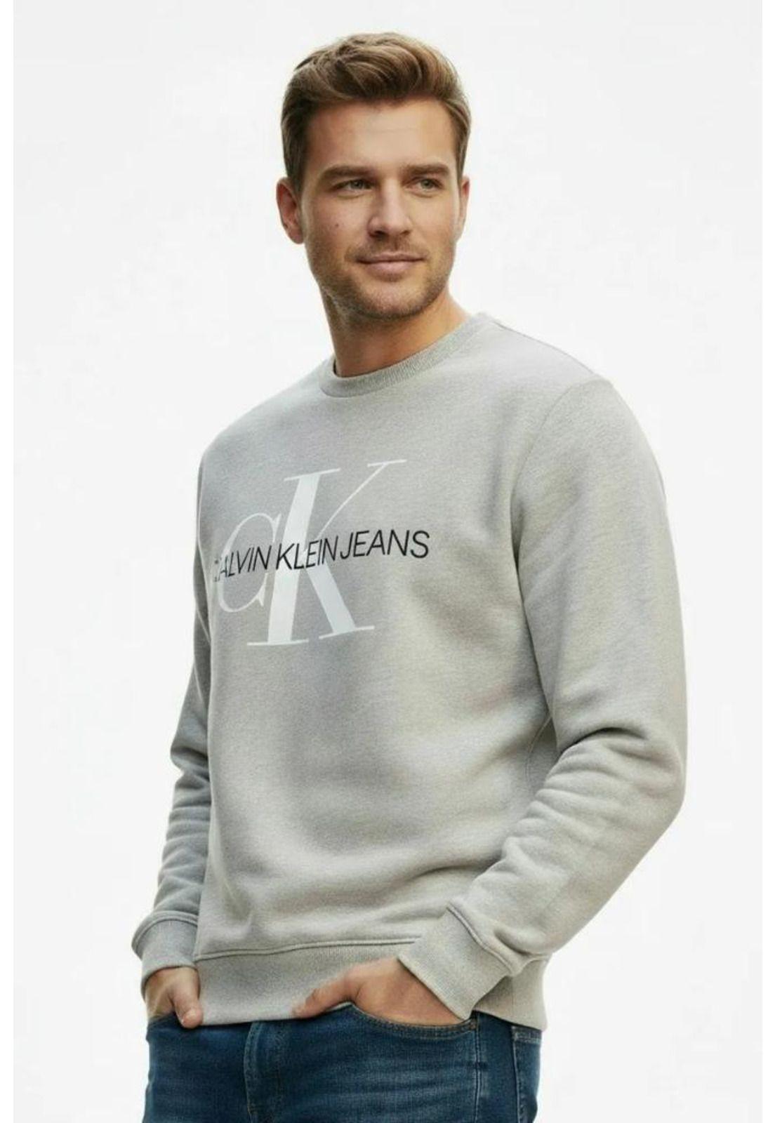 Polerón Hombre Calvin Klein Logo Hombre S Plateado-2