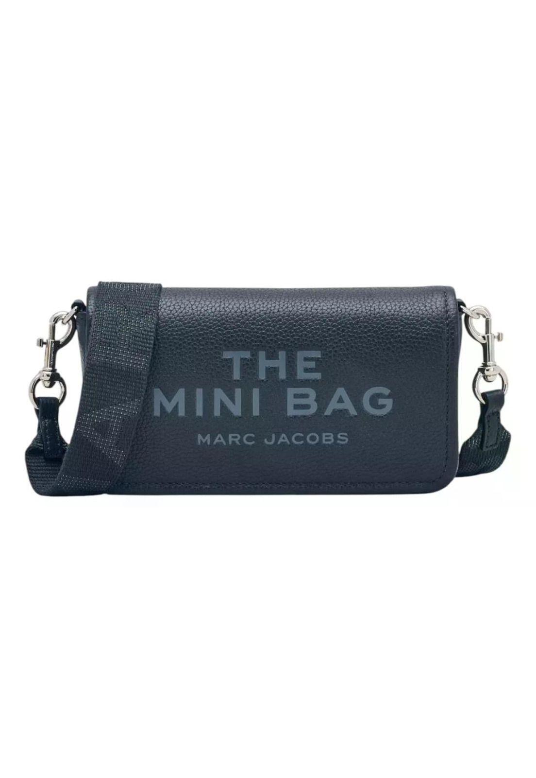 Cartera Crossbody Marc Jacobs Modelo The Mini Bag Cuero Azul Marino Lisa Plateados-0