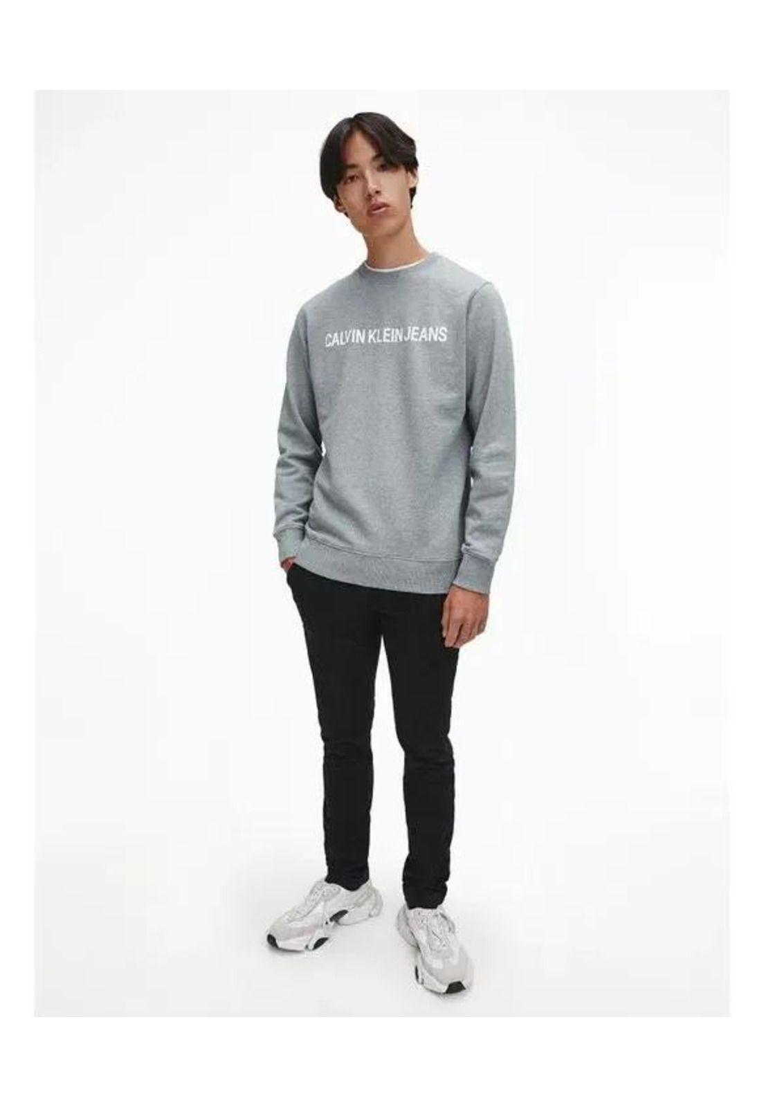 Polerón Hombre Calvin Klein Jeans Hombre M Plateado Lisa-1