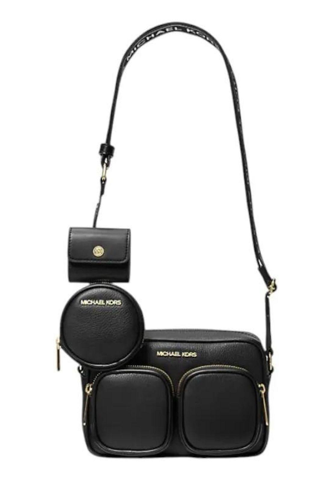 Crossbody Michael Kors Jet Set Con Monedero Y Porta AirPods. Negro Lisa Dorado-0