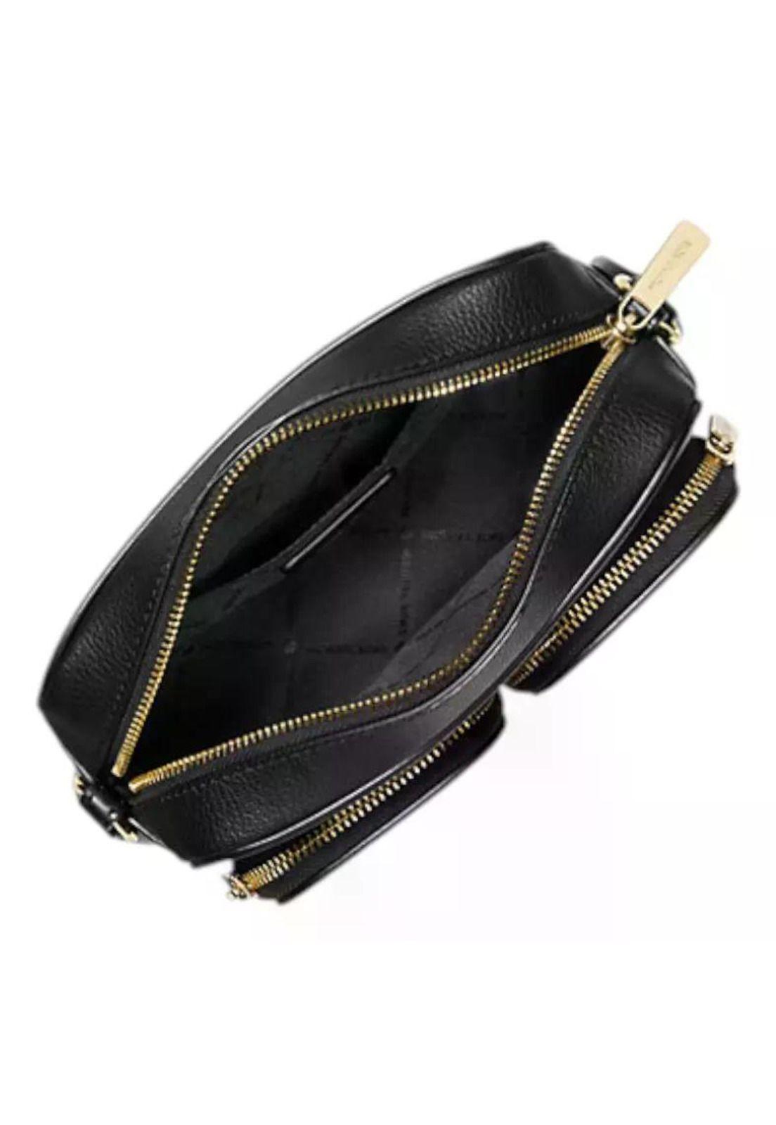 Crossbody Michael Kors Jet Set Con Monedero Y Porta AirPods. Negro Lisa Dorado-2
