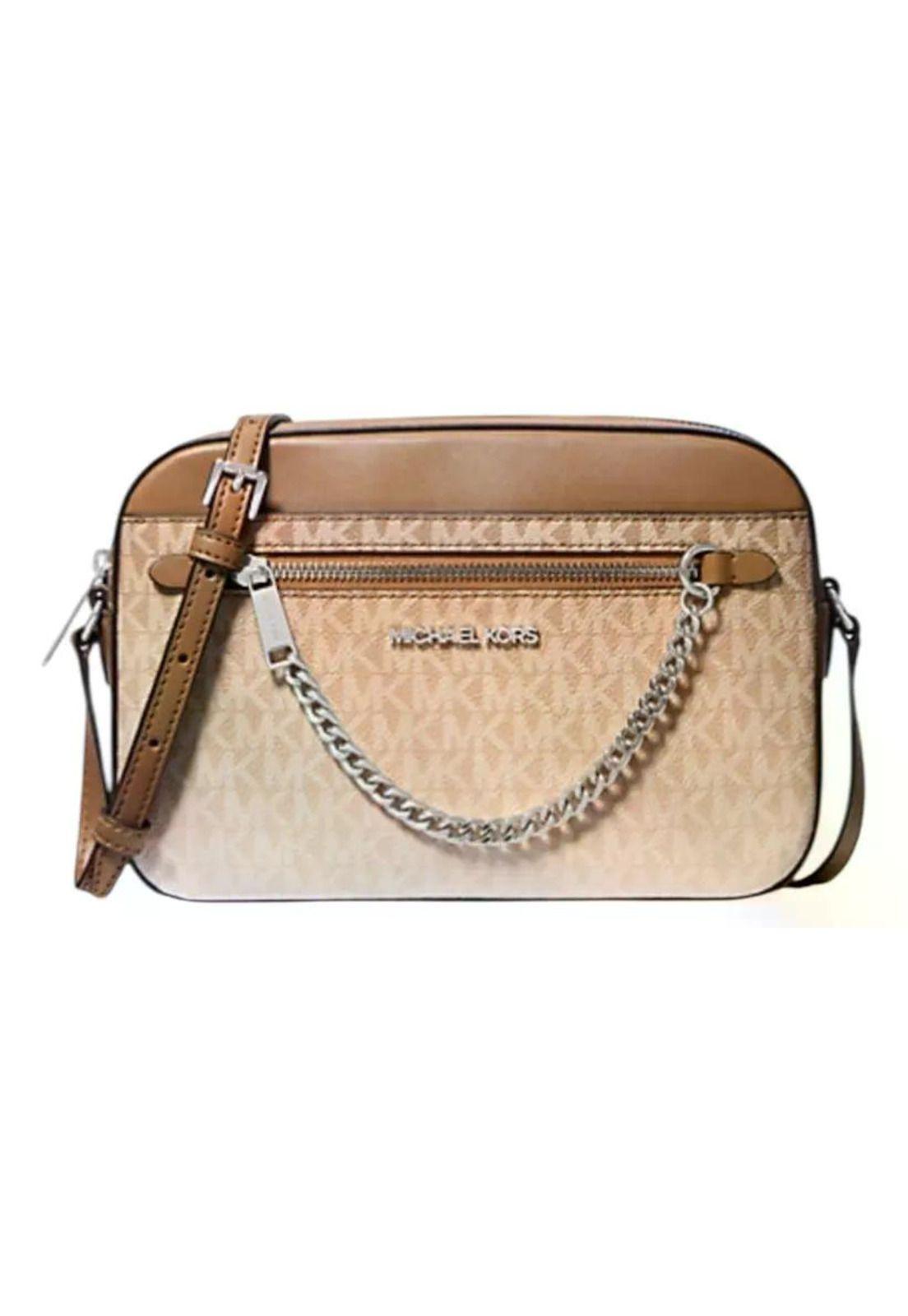 Cartera Crossbody Michael Kors Jet Set Item Chain Original. Azul Oscuro Lisa Dorado-0