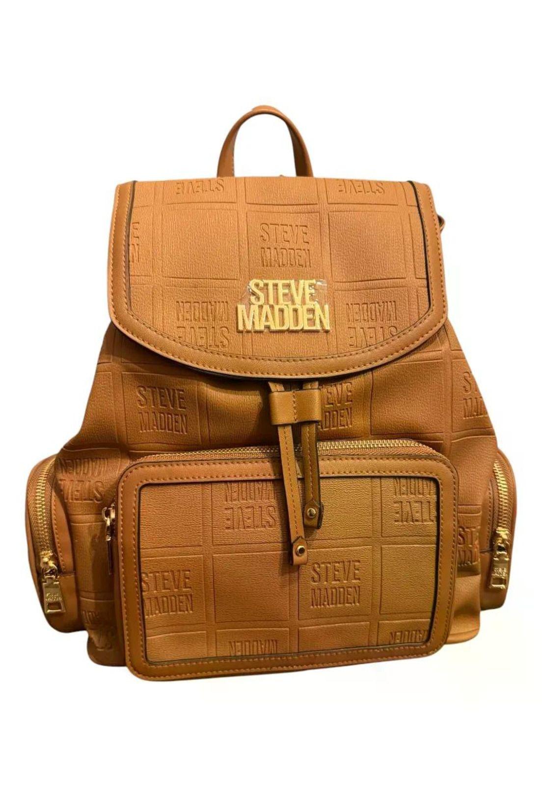 Mochila Steve Madden Mediana Original Brown Liso-0