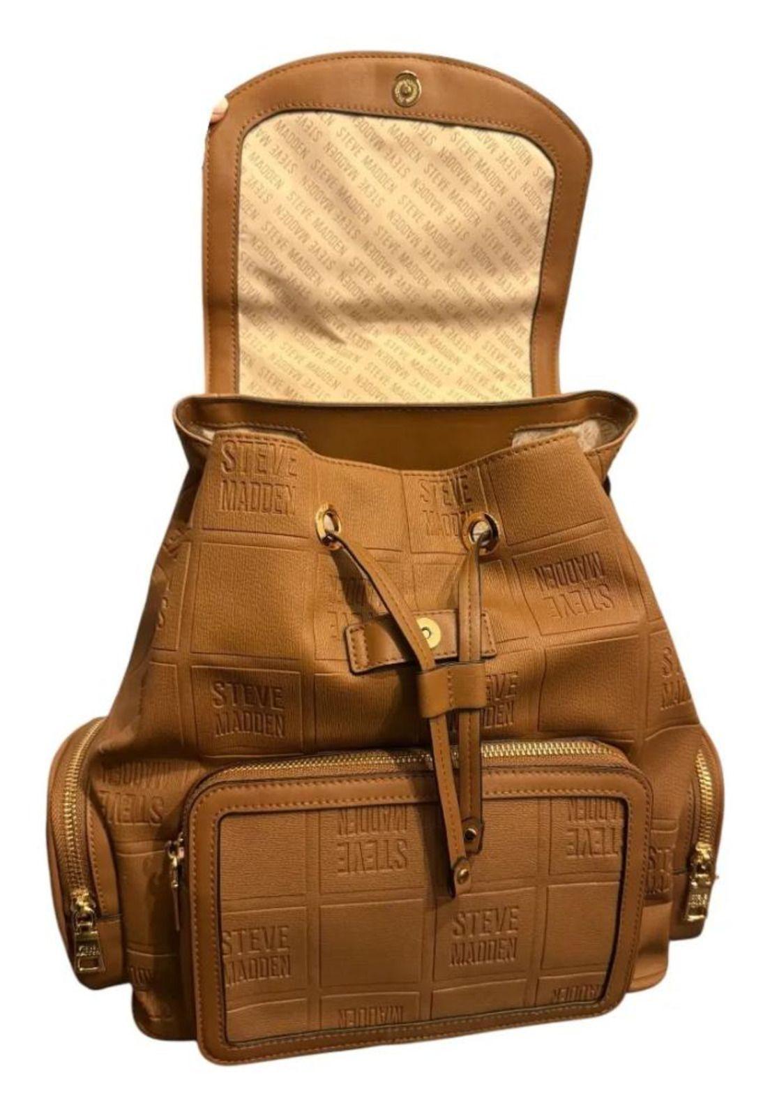 Mochila Steve Madden Mediana Original Brown Liso-2