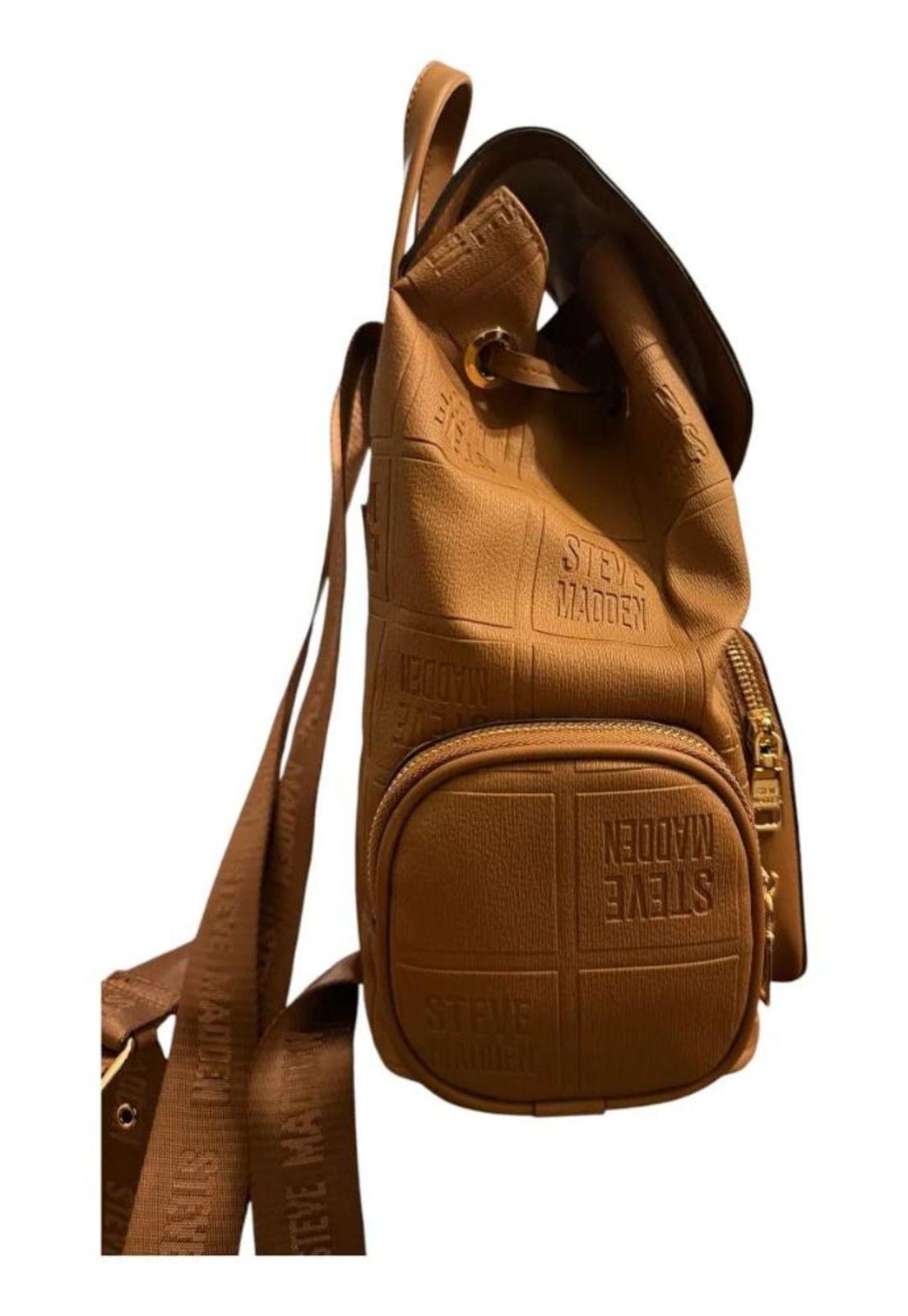 Mochila Steve Madden Mediana Original Brown Liso-3