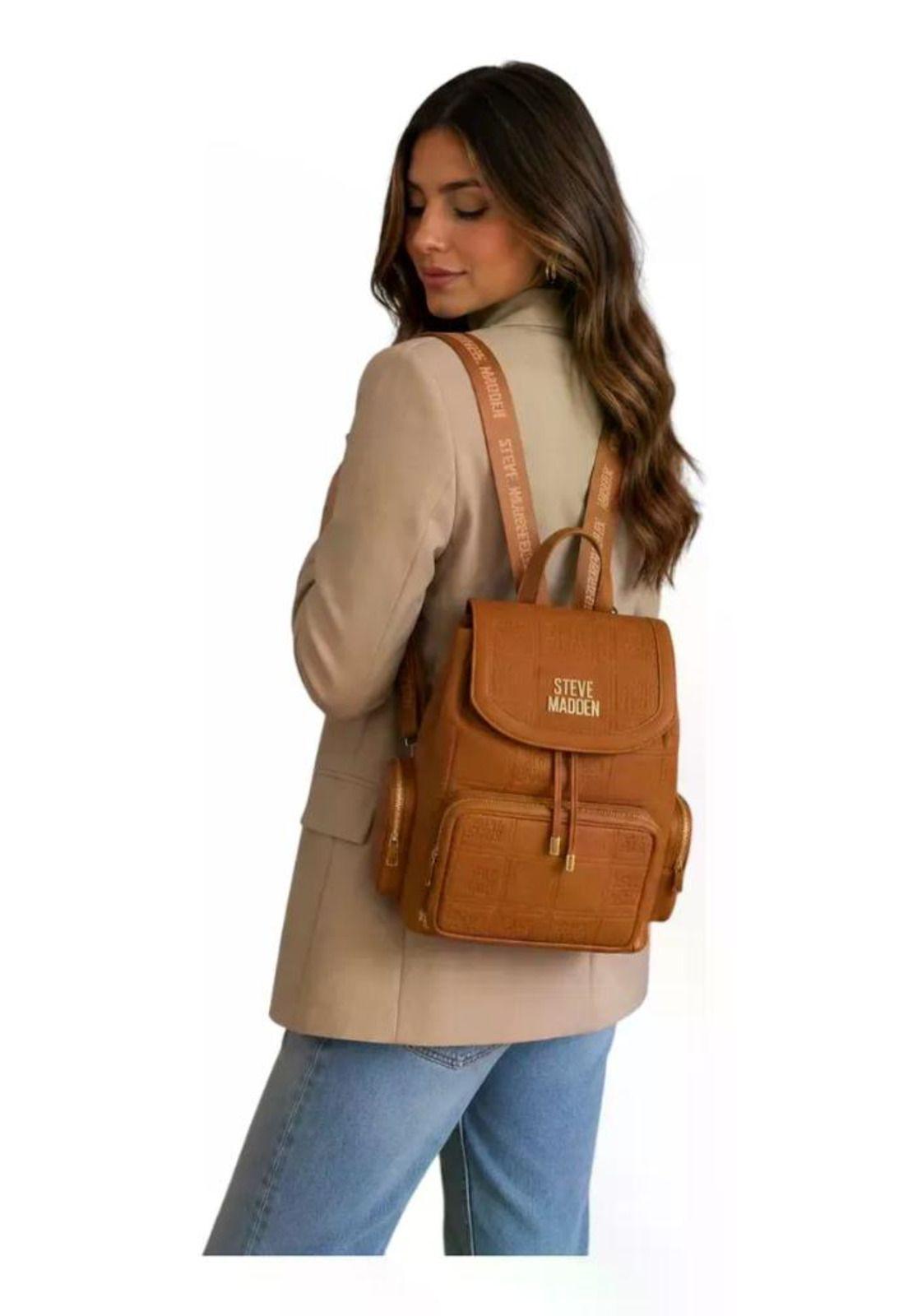 Mochila Steve Madden Mediana Original Brown Liso-4