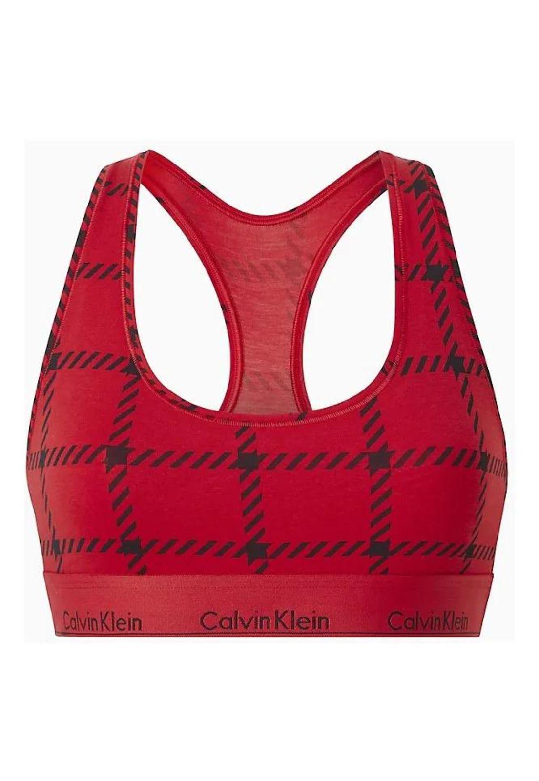 Bralette Deportivo Calvin Klein Rojo Estampado M-0