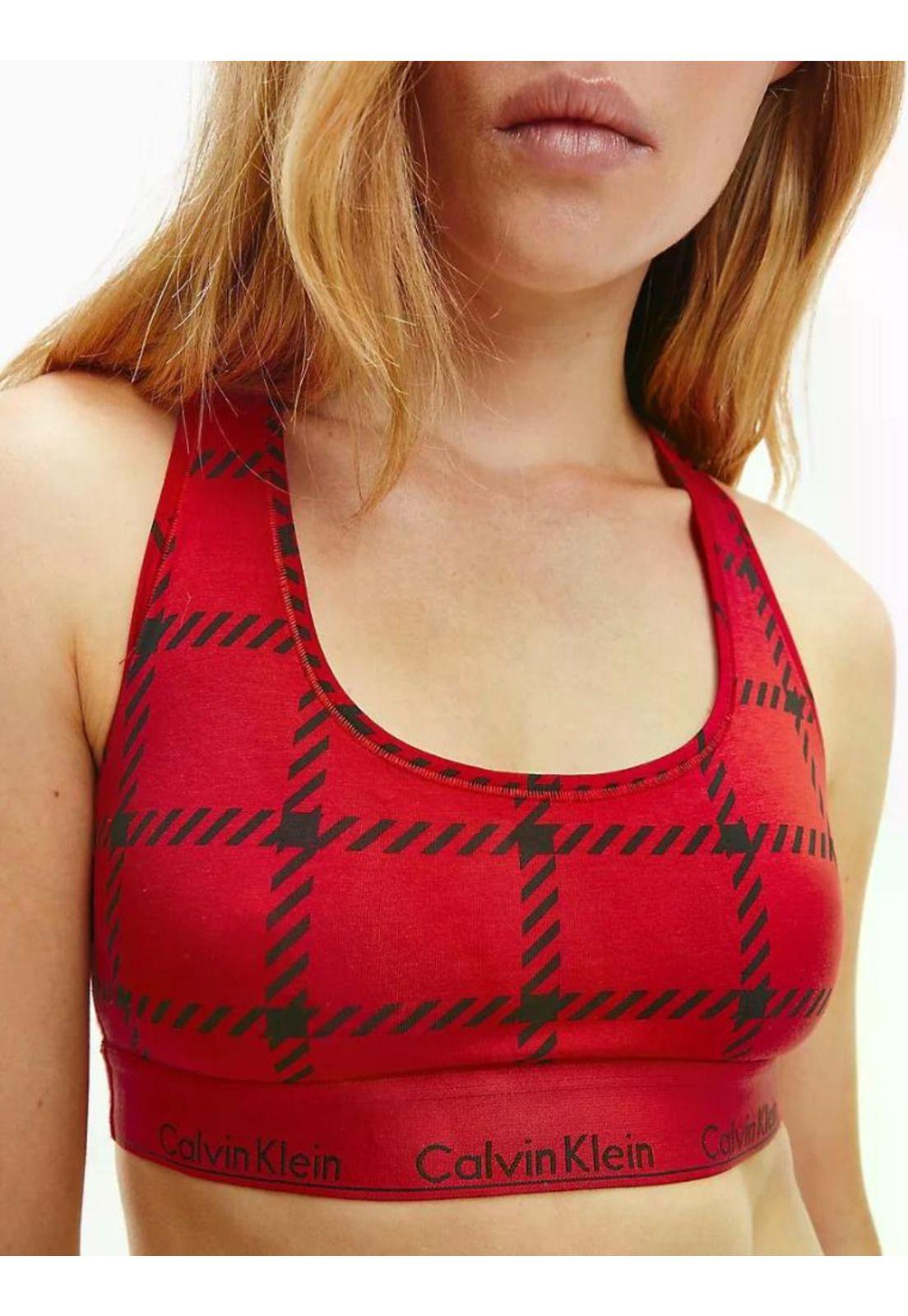Bralette Deportivo Calvin Klein Rojo Estampado M-1