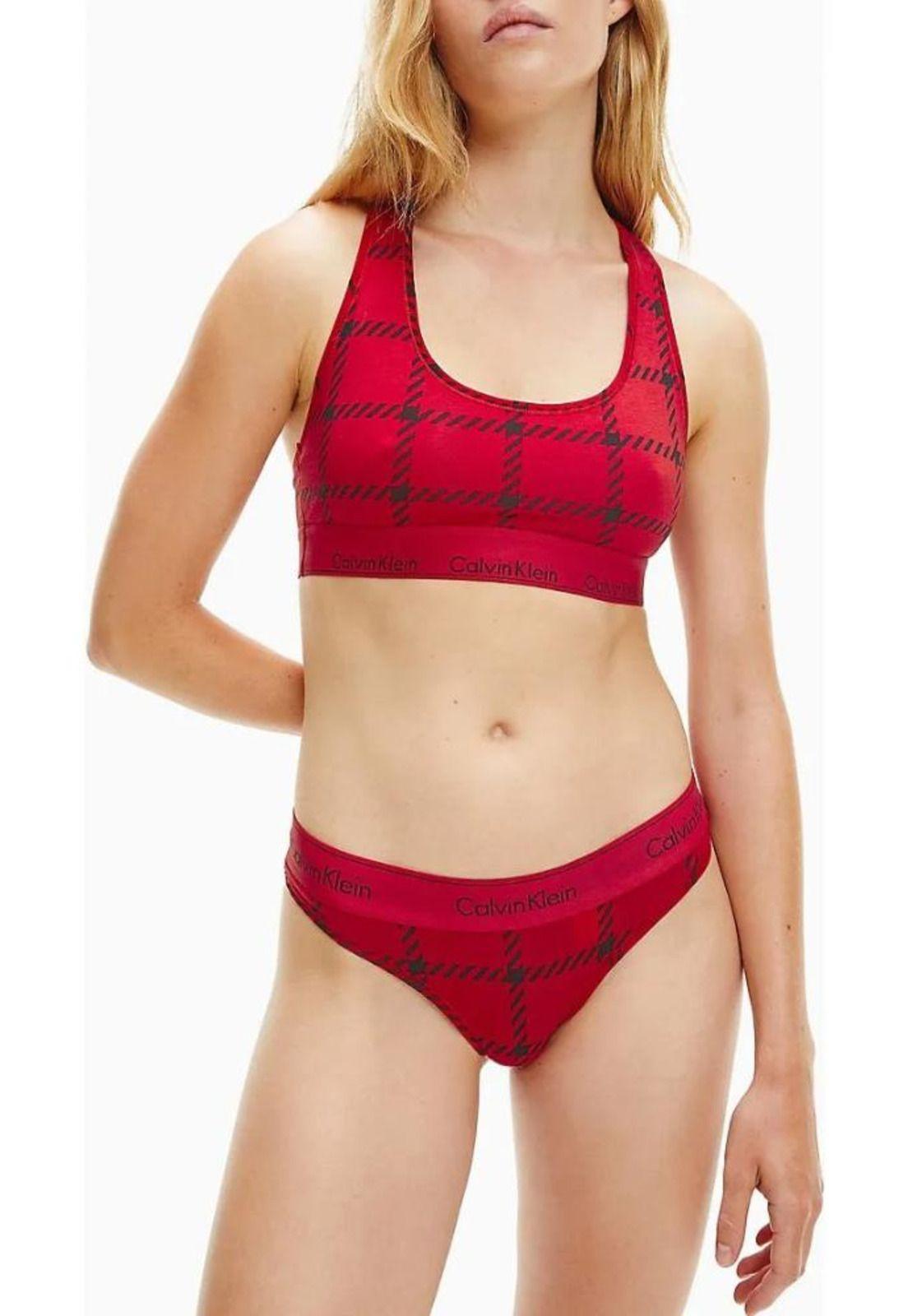 Bralette Deportivo Calvin Klein Rojo Estampado M-2