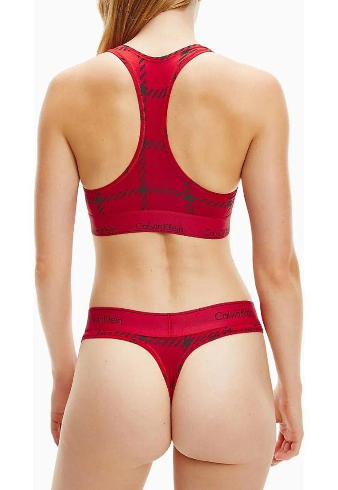 Bralette Deportivo Calvin Klein Rojo Estampado M-3