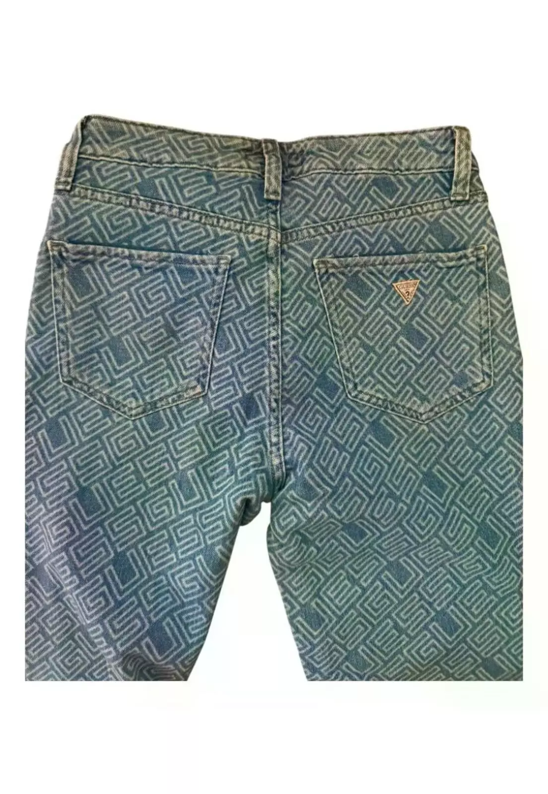 Jeans De Mujer Regular Fit Marca Guess Original Azul Logotipo S-3