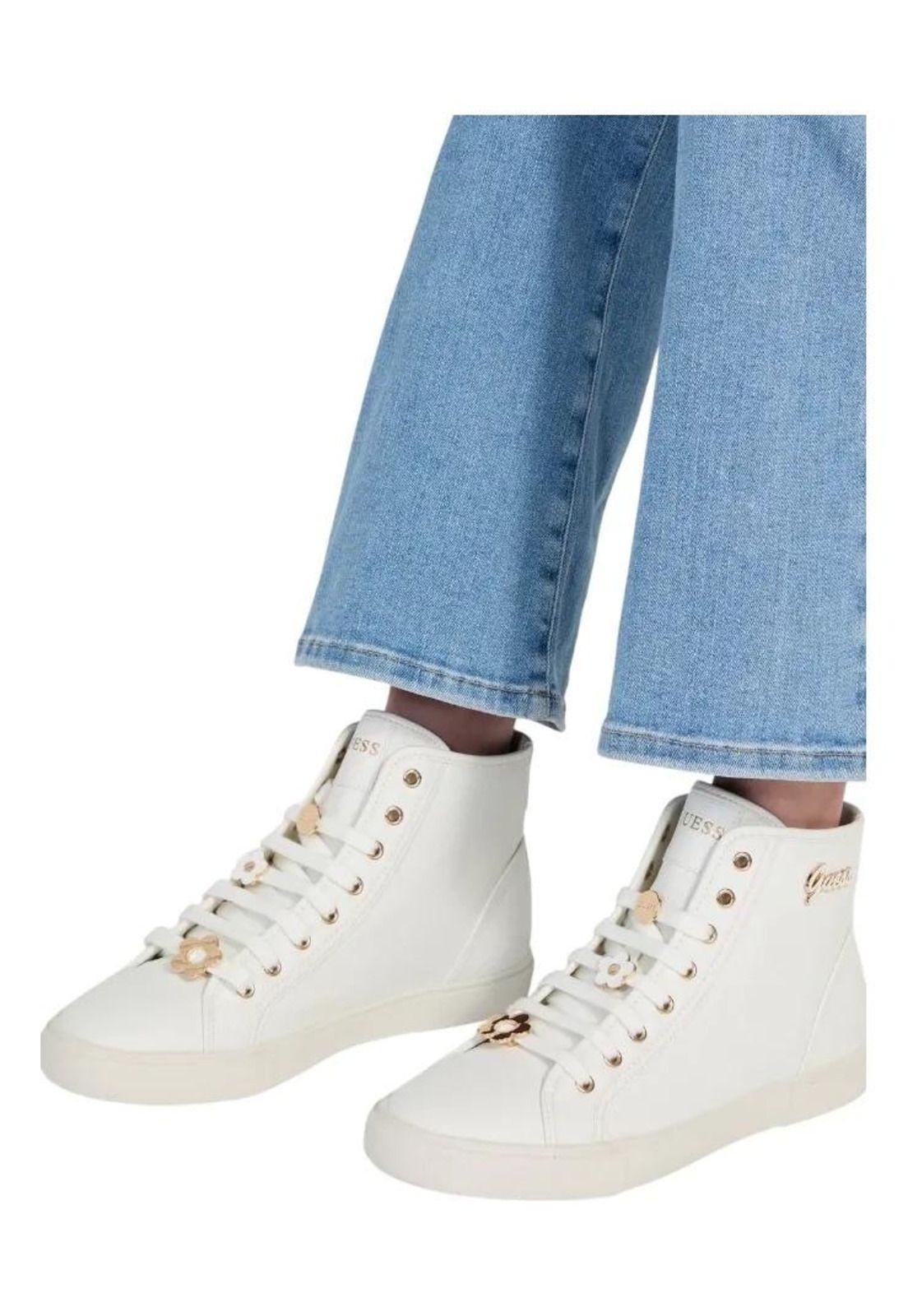 Zapatilla De Mujer Guess Modelo Ivory Blanco Lisa 8-2